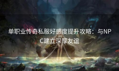 单职业传奇私服好感度提升攻略：与NPC建立深厚友谊