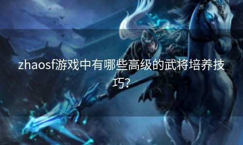 zhaosf游戏中有哪些高级的武将培养技巧？