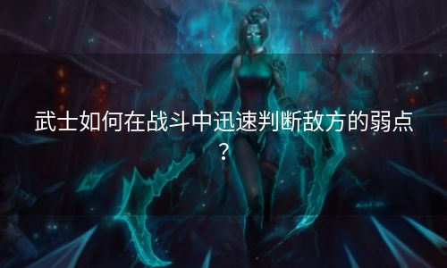 武士如何在战斗中迅速判断敌方的弱点？