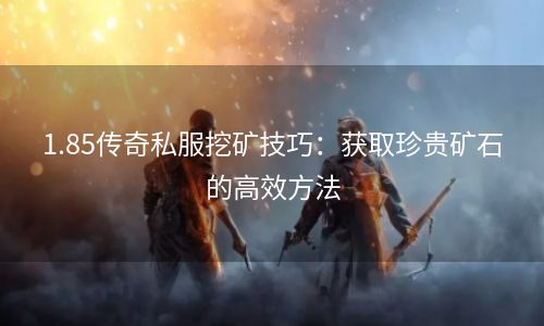 1.85传奇私服挖矿技巧：获取珍贵矿石的高效方法