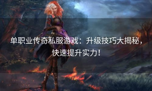 单职业传奇私服游戏：升级技巧大揭秘，快速提升实力！