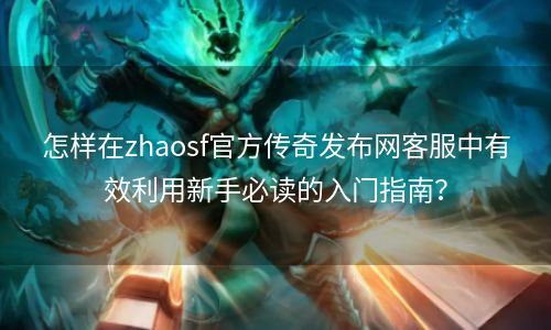 怎样在zhaosf官方传奇发布网客服中有效利用新手必读的入门指南？