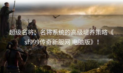 超级名将：名将系统的高级培养策略《sf999传奇新服网 电脑版》！
