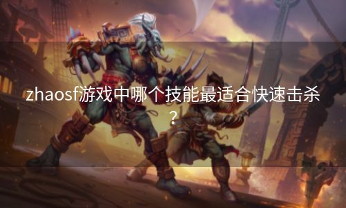 zhaosf游戏中哪个技能最适合快速击杀？