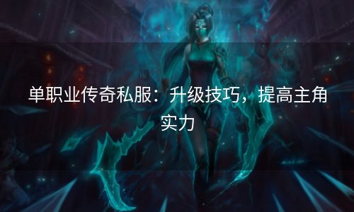 单职业传奇私服：升级技巧，提高主角实力