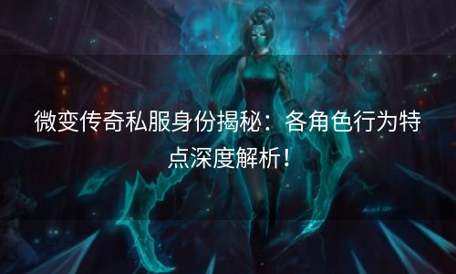 微变传奇私服身份揭秘：各角色行为特点深度解析！