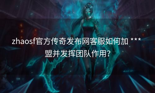 zhaosf官方传奇发布网客服如何加 *** 盟并发挥团队作用？
