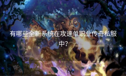有哪些全新系统在攻速单职业传奇私服中？