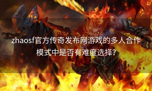zhaosf官方传奇发布网游戏的多人合作模式中是否有难度选择？